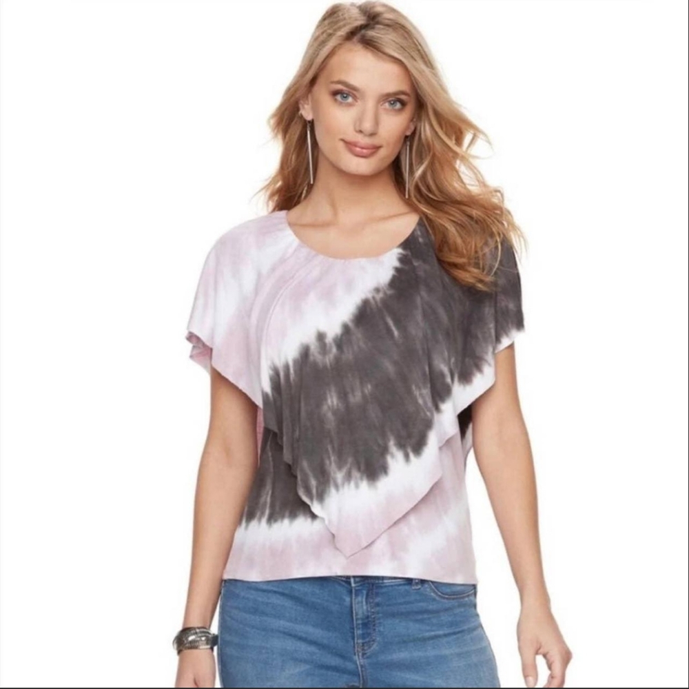Juicy Couture Tye Dye Top Womens Size Medium Layered Sleeveless Jersey Stretch